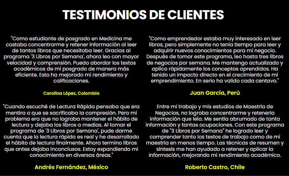 3 Libros por Semana testimonios